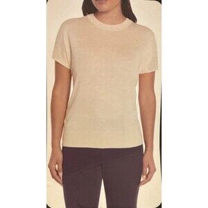 Banana Republic Linen Blend Top Ivory Short Sleeve Lightweight Women's Medium